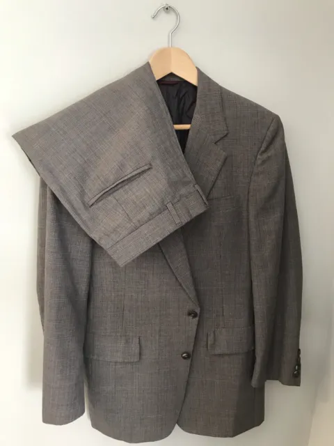 Vintage Hart Schaffner Marx Gray Blue Windowpane Suit 40S Blazer 32 x 29 Pants