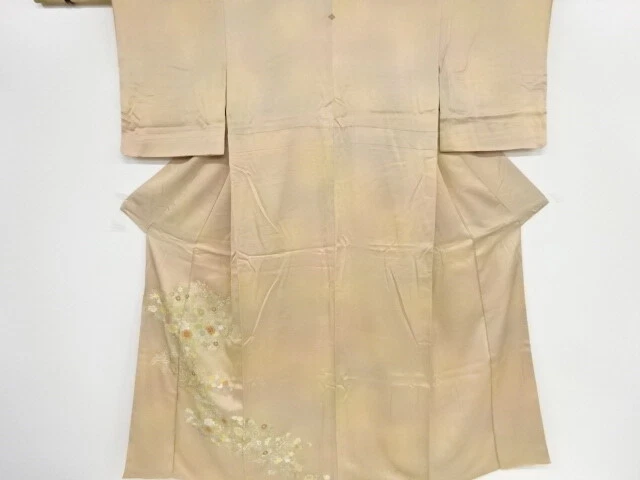 45783# Japanese Kimono / Antique Kimono / Embroidery / Floral Plants