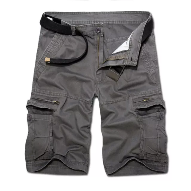 Mens Cotton Cargo Combat Half Pants Trousers Beach Shorts Khakis Pocket