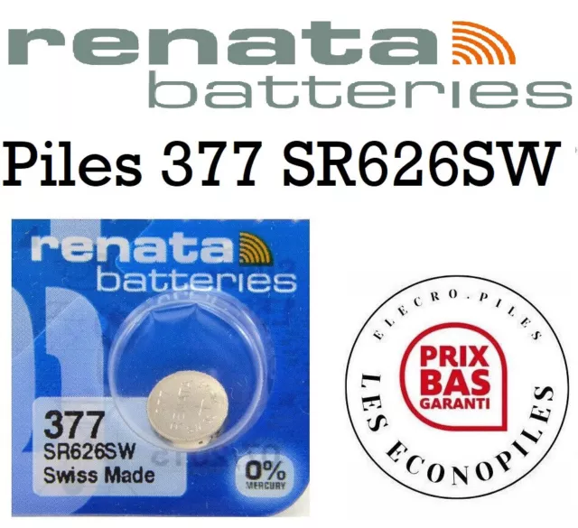 Pile 377 SR626SW 1.55V RENATA Pile bouton QUALITÉ PREMIUM MADE IN SWISS