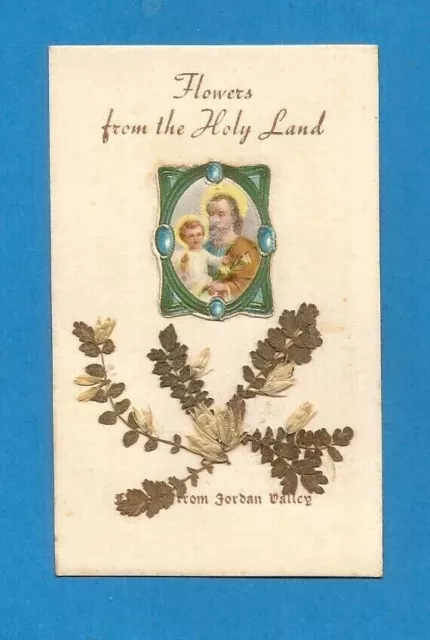 Holy Card Relic Dry Flowers From Holy Land Jordan Valley Saint Joseph  Av17