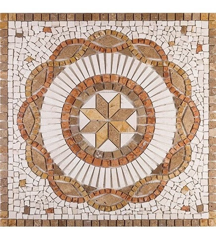 Rosone Rosoni Mosaico in marmo, per interno ed esterni, Curvada, cm.66x66
