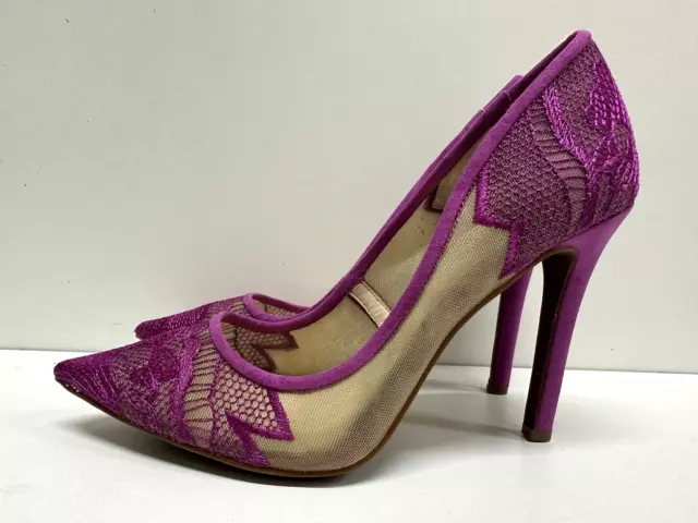 Jessica Simpson Camba women size 8.5 M  fuschia mesh textile lace  pumps heels