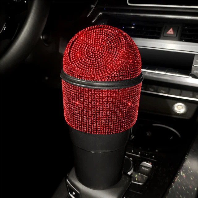 Red Rhinestones Car Trash Can Mini ABS Vehicle Trash Cans