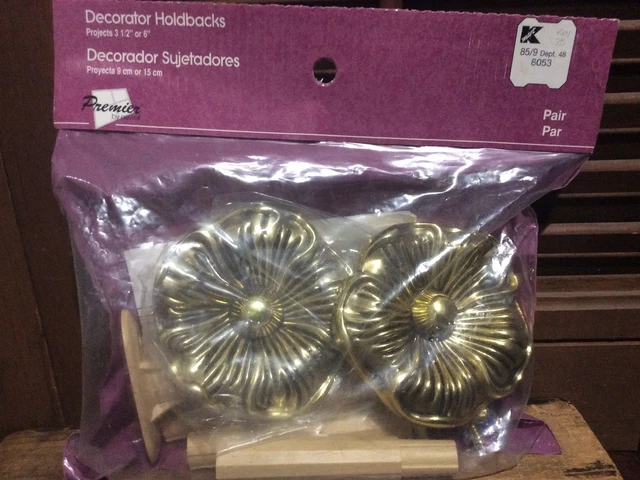 Vintage Plastic Flower Curtain Drapery Hold Backs Tie Backs Hooks NOS