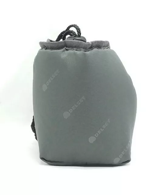 Delsey Camera Lens Bag Grey Drawstring Approximately 5" x 3.5" Clean Padded
