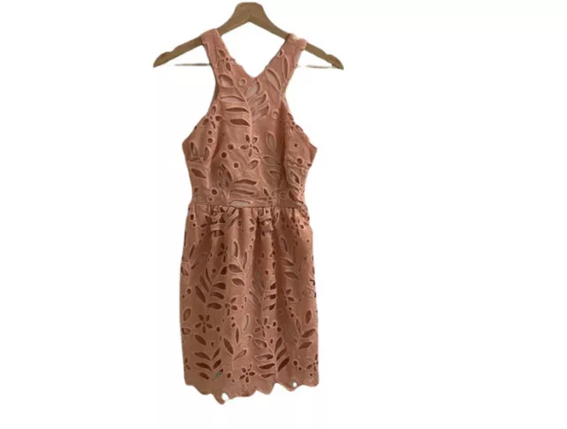 Dee Elly Pink Crochet Lace Dress Size Small Womens 2