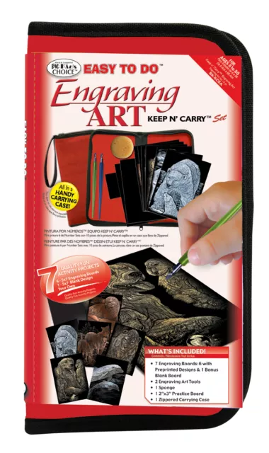 6 Engraving Art Scraper Foil Pictures & Tools Activity Set & Travel Zip Case 2
