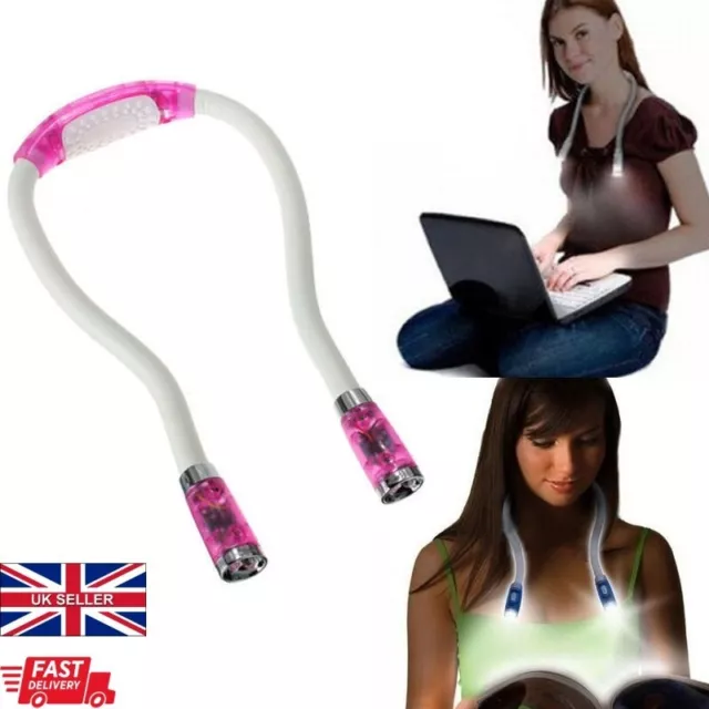 Hands-free LED Flexible Light Over Neck Book Reading Lamp Portable Huglight Pink