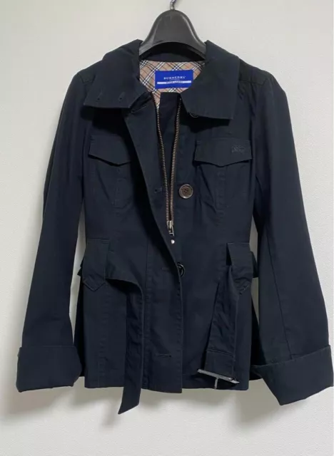 Burberry Blue Label Black Zip up Jacket Spring coat Women Size 36/S Used
