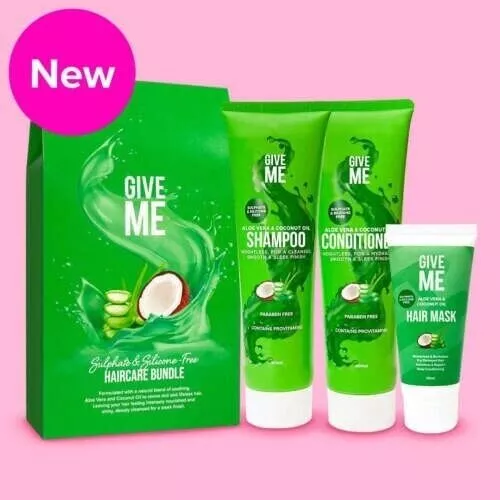 GIVE ME COSMETICS Shampoo, Conditioner & Haarmaske Set Aloe Vera & Kokosöl 