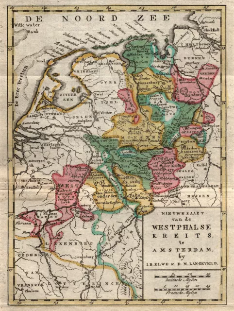 Westfälischer Kreis Benelux Original Kupferstich Landkarte Elwe 1791