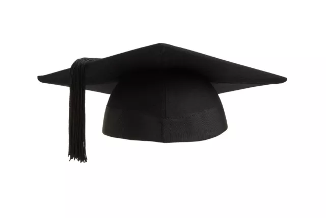 Graduation Mortarboard - Master's Fitted Black Cap Hat - Academic Gown Accessory