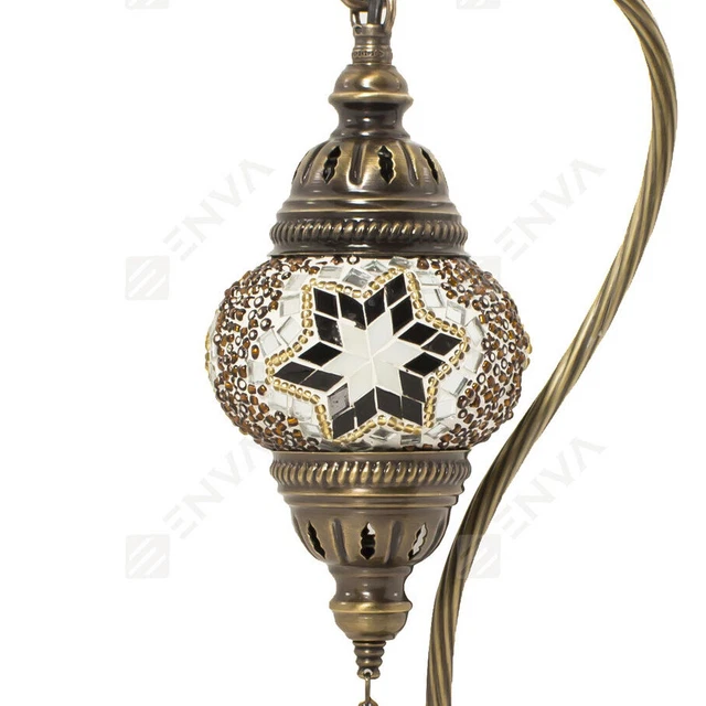 Lampada a collo di cigno Tiffany da tavolo mosaico fatta a mano marocchina turca 4