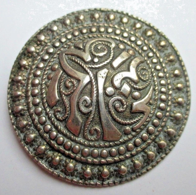 Broc Vintage Ronde En Or émail Cloisonné Rose Et Noir - Bijou Ancien, Pièce Unique
