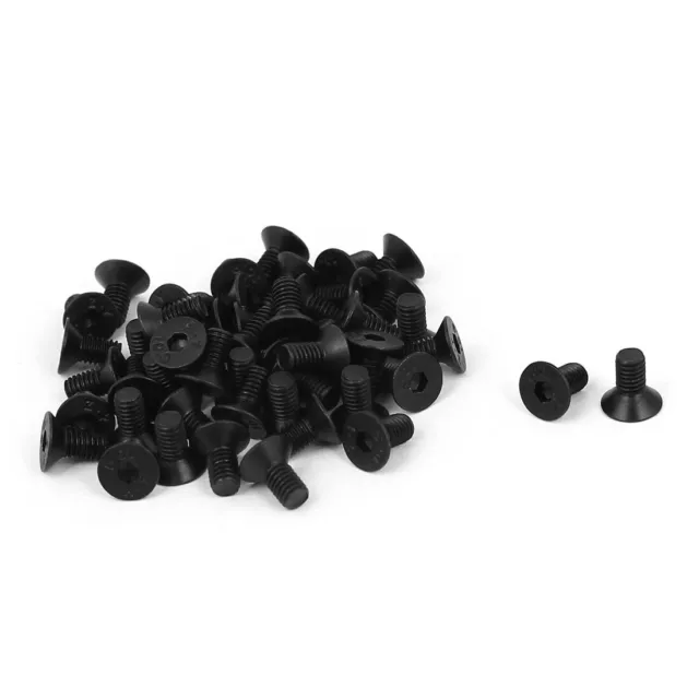 M3x6mm 10,9 tête fraisée acier carbone noir vis hexagonale 50pcs