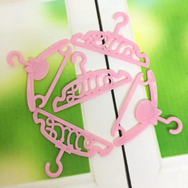 10Pcs pink plastic clothes dress hanger holders accessory for doll wardrobe B.EL