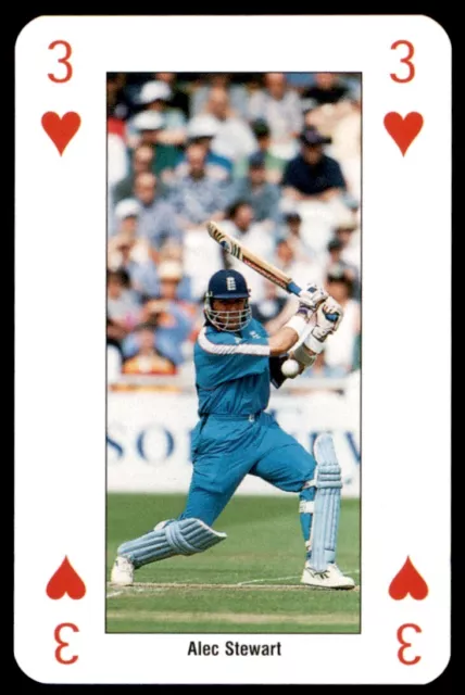 Cricket World Cup 99 (Playing Card) Three of Hearts Alec Stewart England