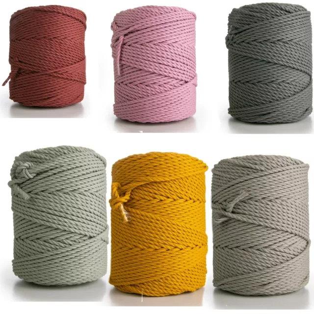 Cotton Cord 4mm rope  3 stand (ply) twisted macrame cord 1kg cotton yarn