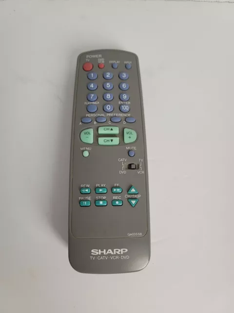 SHARP GA035SB Combo Remote Ccontrol TV CATV VCR DVD Tested Working