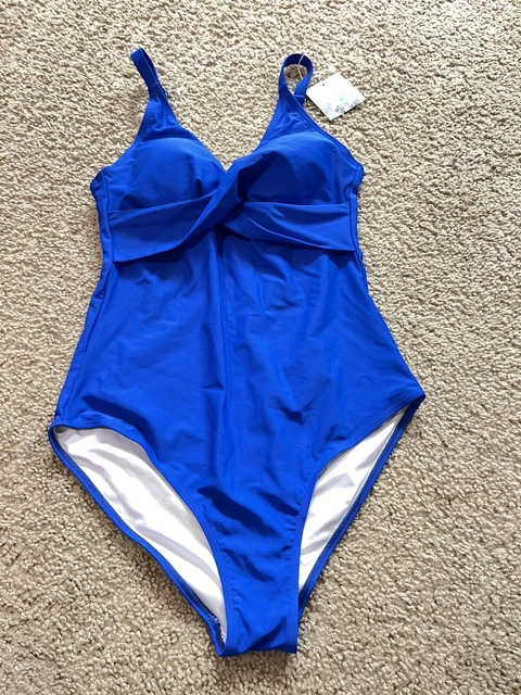 NWT B2PRITY Women's Blue One Piece Tummy Control Crisscross Swimsuit Size MEDIUM