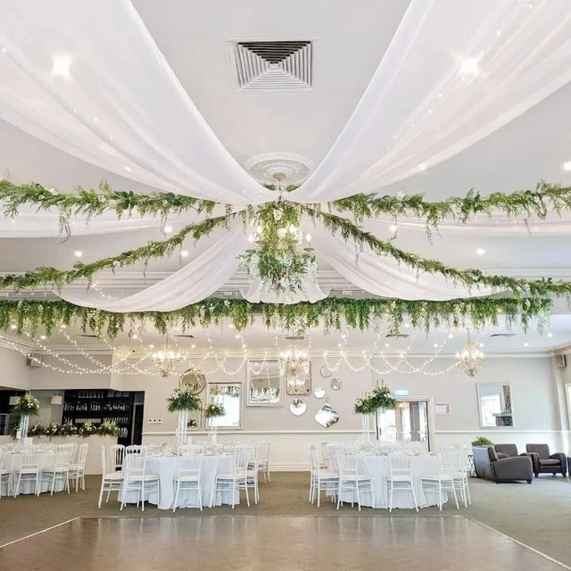 Durable White Wedding Dress Ceiling Drapes Gauze Curtain  Party Ceremony Stage