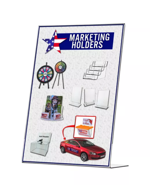 6 Pack 11"W x 17"H Poster Sign Holder Graphic Display Stand Slant Back 2