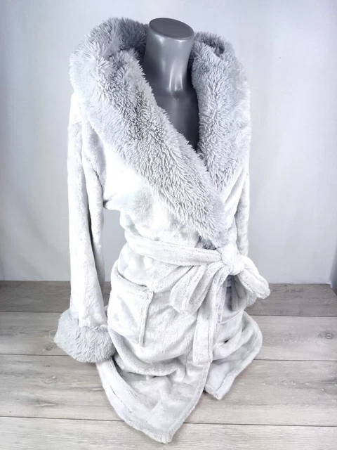 NUOVO abito Boux Avenue grigio misto pelliccia lucida abito midi abito UK medio