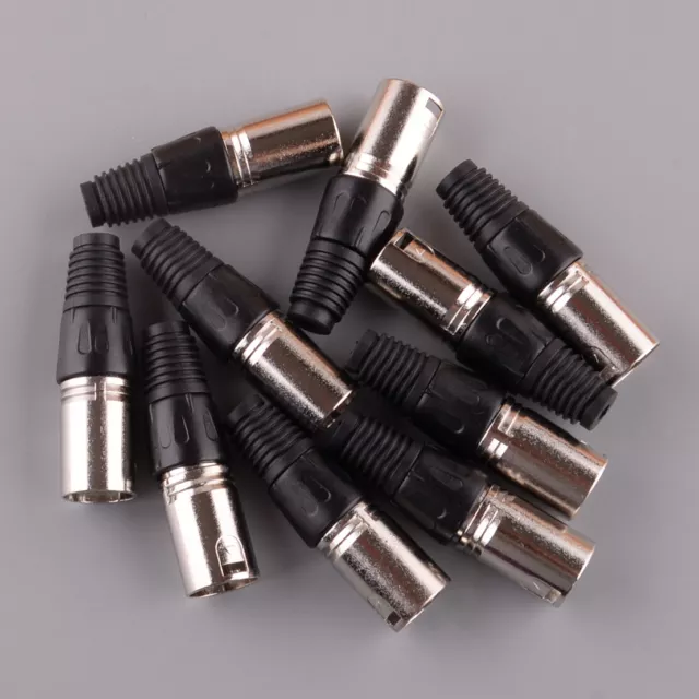 10x 3 Pin XLR Jack Snake Plug Audio Microphone MIC Cable Male Connector