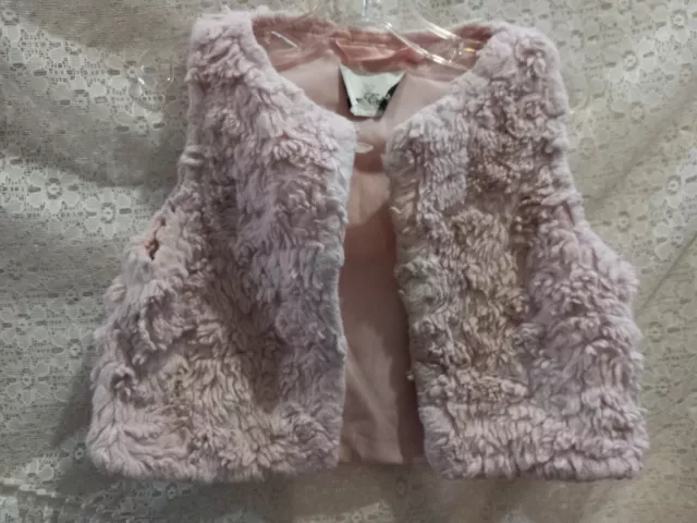 Rare Editions pink faux fur girl's vest size 3T