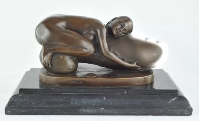 Signed Bronze Art Deco Style Art Nouveau Style Sexy Nymph Sculpture Statue