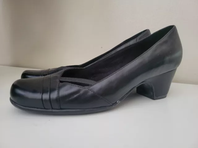 CLARKS WOMENS MARNA Classic Pump Heel Red Leather Straps Braided