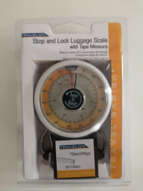 Travelon Stop and Lock Luggage Scale With Tape Measure New Sealed