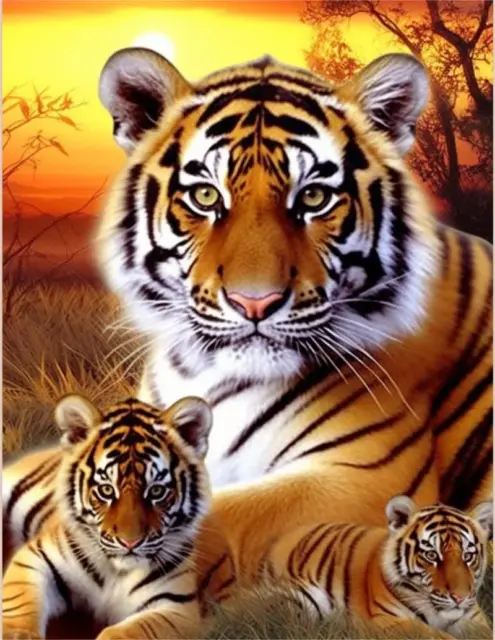 Kits de pintura de diamantes tigre para adultos pintura con diamante arte animal, redondo completo