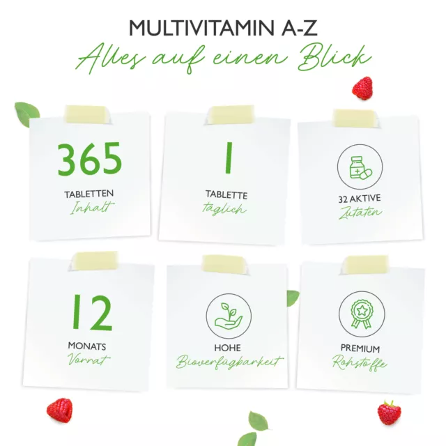 A-Z Multivitamine & Mineralien 365 Tabletten - 32 Wirkstoffe Multivitamin vegan 3