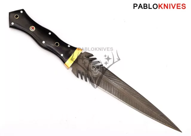 Western Hand Forged Carbon Steel Powder Coated Hunting Knife / Buffalo Horn
