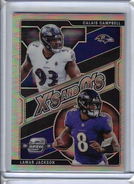 2021 Panini Contenders Optic Calais Campbell Lamar Jackson Xs Os SILVER PRIZM