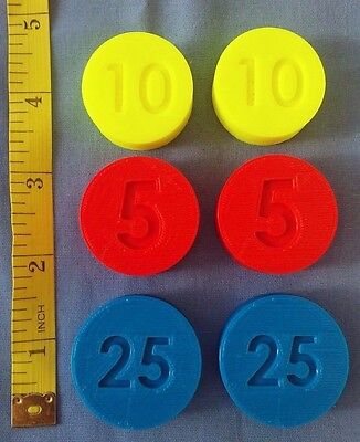 LOT 6 Replacement Coins compatible Fisher Price Cash Register 926 & 1975 - 2011