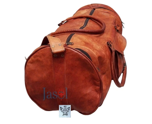 Grand Sac De Voyage Weekender En Cuir De Chèvre Véritable - Fait Main En Inde - 24" - Marron