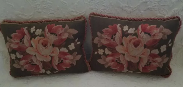 Decorative Floral Needlepoint Tapestry Pillows (Pair) *Free Shipping*