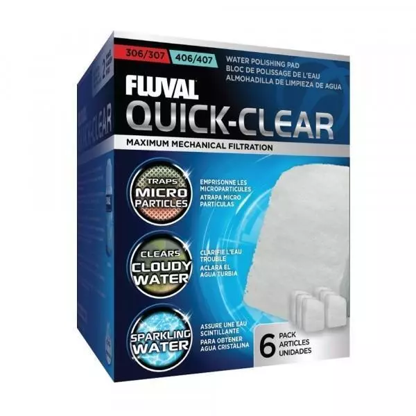 Fluval 306/307 406/407 Quick Clear Polishing Aquarium Filter Pads (6 Pack)