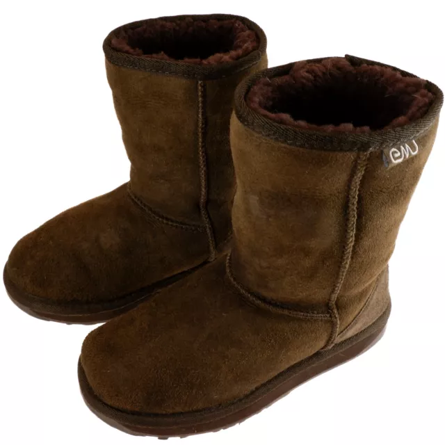 Emu Australia Boots Womens 5 Stinger Low Sheepskin Dark Brown Winter Pull On