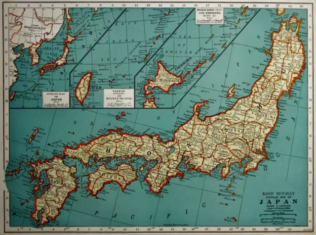 Vintage 1940 Atlas Map World War WW II China Japan Korea Thailand Vietnam Taiwan