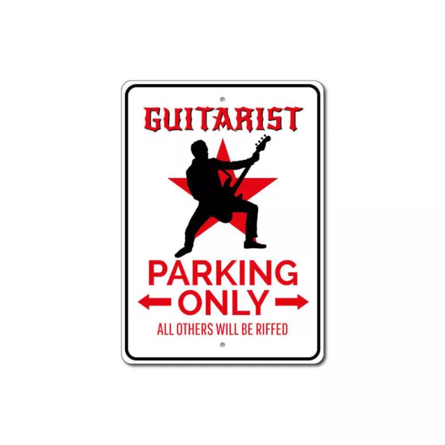 Guitarist Parking Sign, Guitar Player Aluminum Metal Sign