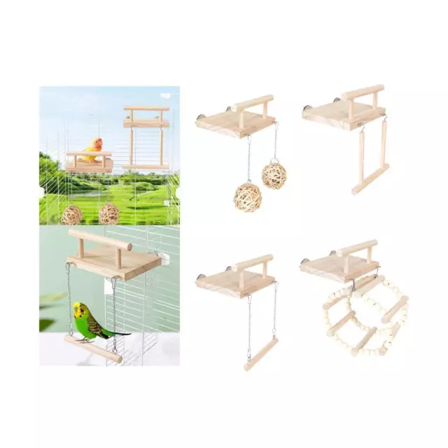 Wooden Bird Perches Platform Cage Hanging Stand for Budgie Bluebird Parakeet