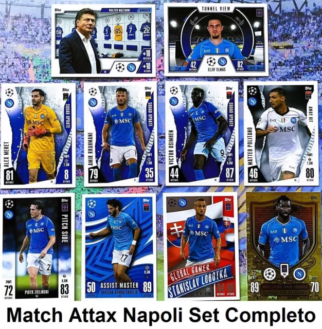 Match Attax Extra 2023/24 2024 SSC Napoli Team Set 10 Base Foil Cards