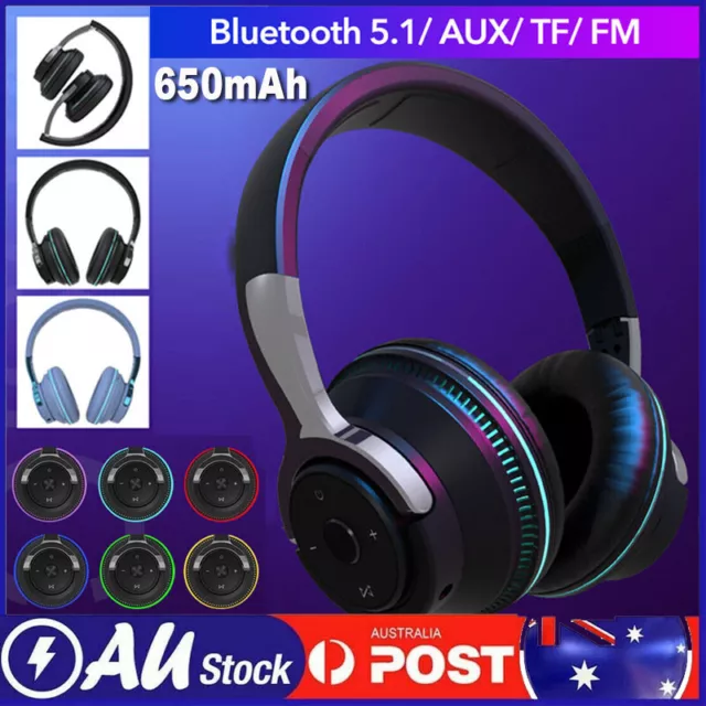 Bluetooth 5.1 Wireless/Wired Headphones Over Ear Headset Stereo Bass Earphones