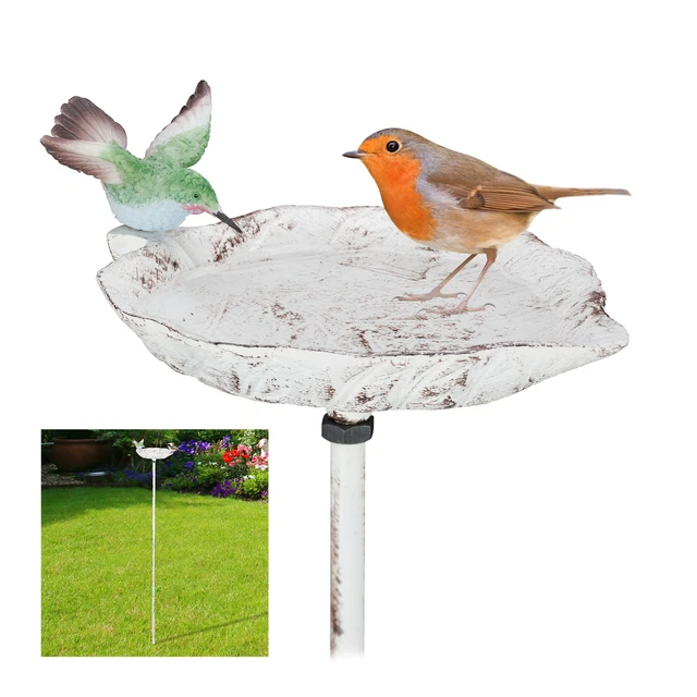 Vogeltränke Gusseisen zum Stecken Vogelbad Vogelfutterschale Vogelbecken hoch