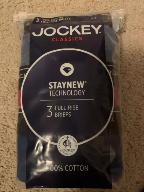 Jockey Classic Full Rise Briefs 3 Pack Size 44 Red And Blue NIP