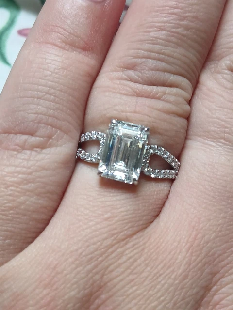Bague Solitaire Fiançailles 2 Carats Simulé Diamant - 14K Plaqué Or Blanc - Taille 7